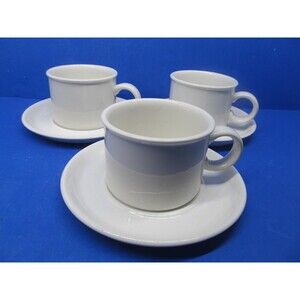 Midwinter Stonehenge Set Of 3 White Cups With Saucers VGC Wedgwood Group